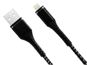 USB TO 8 PIN - SUIT iPhone MODELS 5 to 13 - HEAVY DUTY BRAIDED CABLE - BLACK