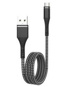 USB TO MICRO USB HEAVY DUTY BRAIDED CABLE - BLACK