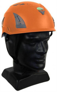 Qtech Climbing Helmet with Visor attachment holes Orange